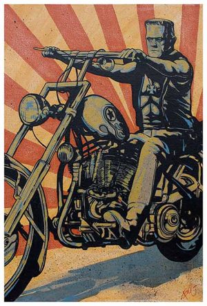Eerie Rider - Frankenstein Chopper - Fine Art Print Mike Bell